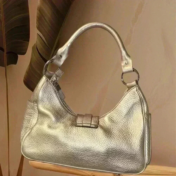 Talbots Hobo Shoulder Zip & Magnetic Closure Gold Genuine Leather Bag Purse​ - Picture 3 of 7